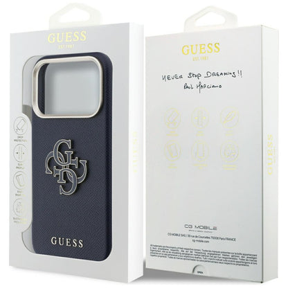 Hülle für Apple iPhone 17 Pro, Guess, Resin Logo, Blau