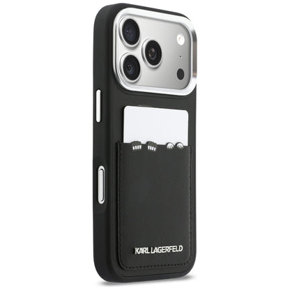 Hülle für Apple iPhone 17 Pro, Karl Lagerfeld, Karl & Choupette Print mit Tasche, Schwarz