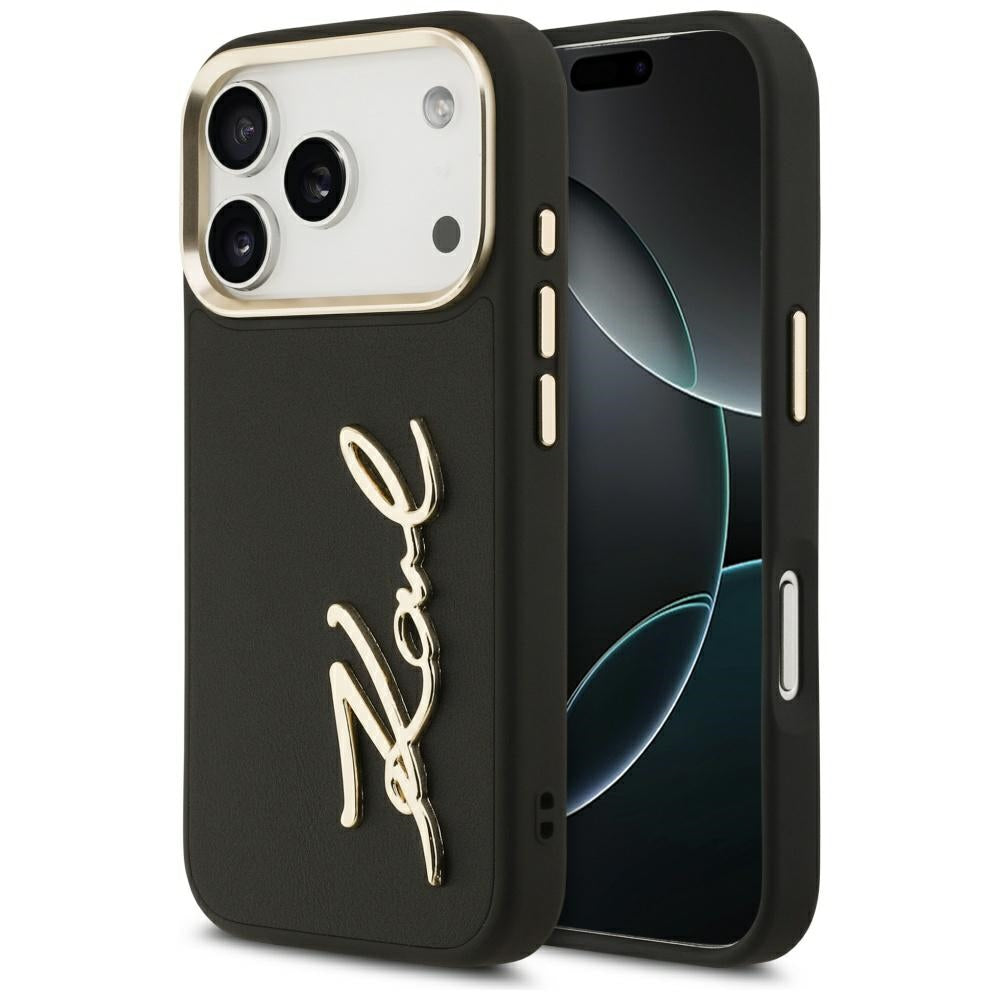 Hülle für Apple iPhone 17 Pro, Karl Lagerfeld, Script Logo, Schwarz