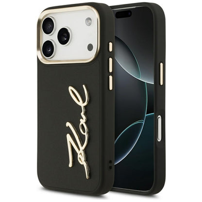 Hülle für Apple iPhone 17 Pro, Karl Lagerfeld, Script Logo, Schwarz