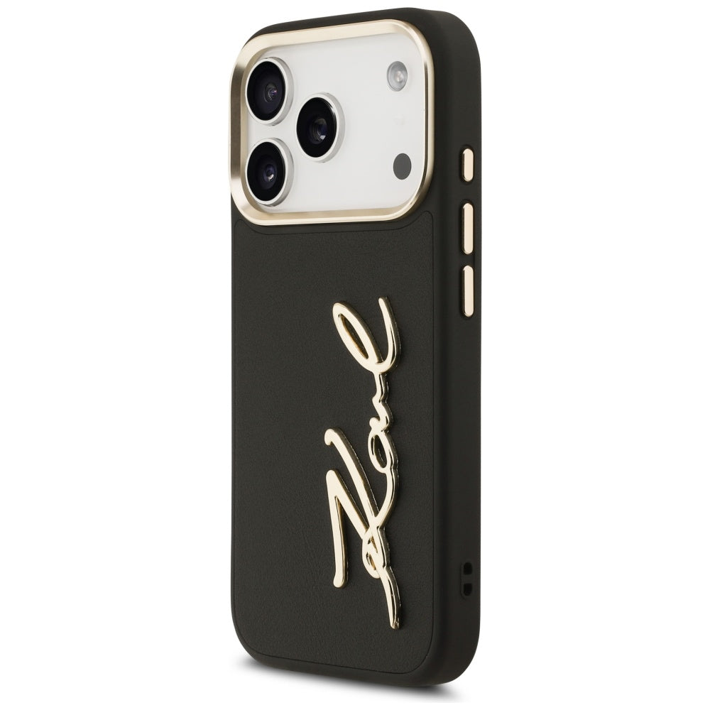 Hülle für Apple iPhone 17 Pro, Karl Lagerfeld, Script Logo, Schwarz
