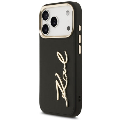 Hülle für Apple iPhone 17 Pro, Karl Lagerfeld, Script Logo, Schwarz