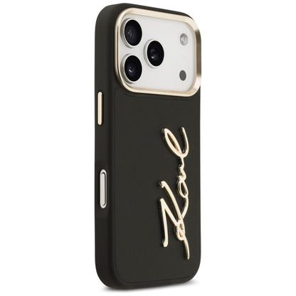 Hülle für Apple iPhone 17 Pro, Karl Lagerfeld, Script Logo, Schwarz