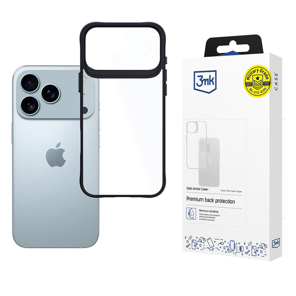 Hülle für Apple iPhone 17 Pro Max, 3MK, Satin Armor Case+, Schwarz