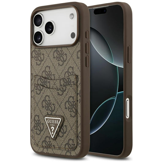 Hülle für Apple iPhone 17 Pro Max, Guess, 4G Double Card Triangle, Braun