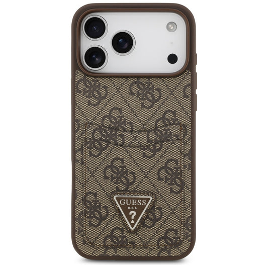 Hülle für Apple iPhone 17 Pro Max, Guess, 4G Double Card Triangle, Braun