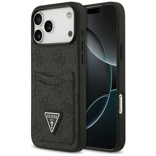 Hülle für Apple iPhone 17 Pro Max, Guess, 4G Double Card Triangle, Schwarz