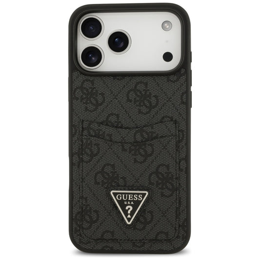 Hülle für Apple iPhone 17 Pro Max, Guess, 4G Double Card Triangle, Schwarz
