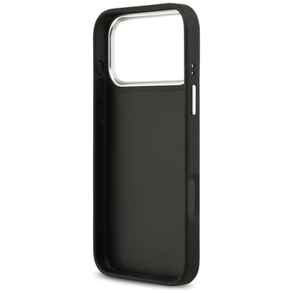 Case for Apple iPhone 17 Pro Max, Guess, 4G Grained Big and Classic Logo, Black Silver