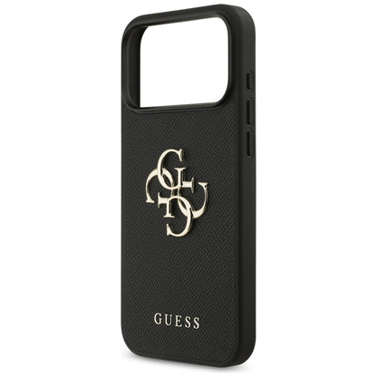 Hülle für Apple iPhone 17 Pro Max, Guess, 4G Grained Big and Classic Logo, Schwarz