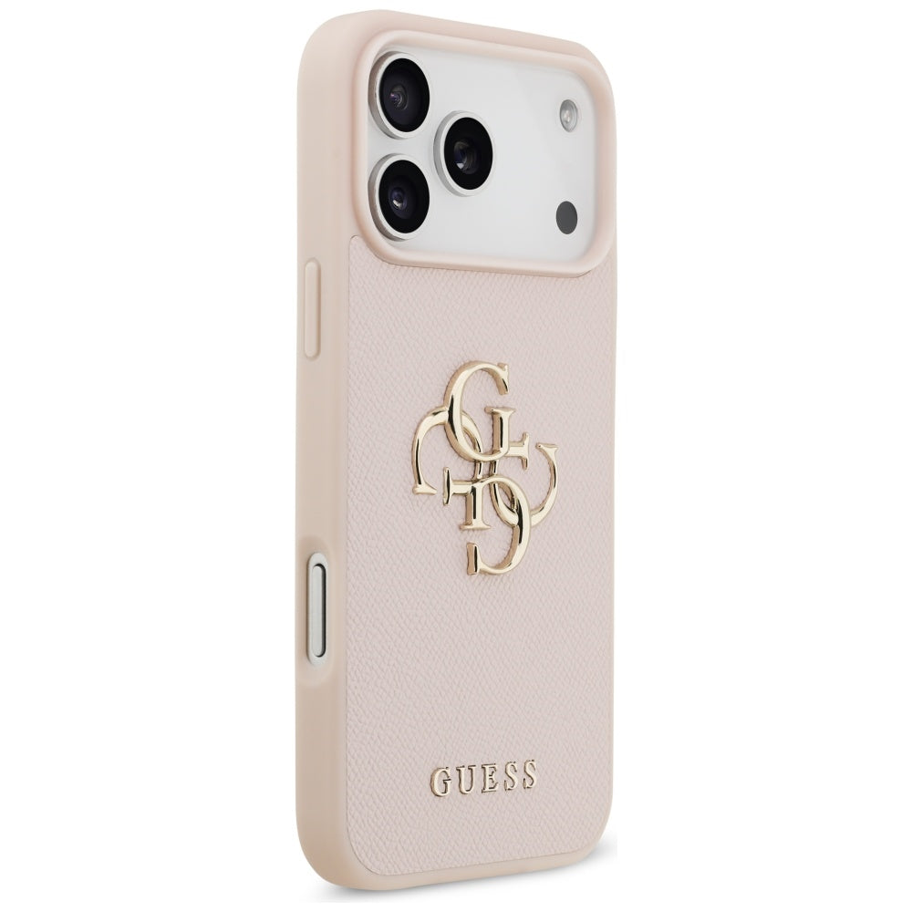 Hülle für Apple iPhone 17 Pro Max, Guess, 4G Grained Big and Classic Logo, Rosa