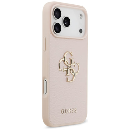 Hülle für Apple iPhone 17 Pro Max, Guess, 4G Grained Big and Classic Logo, Rosa