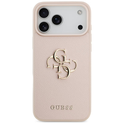 Hülle für Apple iPhone 17 Pro Max, Guess, 4G Grained Big and Classic Logo, Rosa