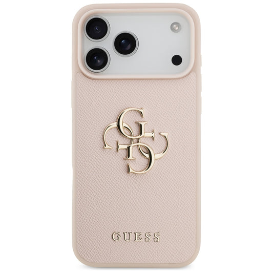 Hülle für Apple iPhone 17 Pro Max, Guess, 4G Grained Big and Classic Logo, Rosa