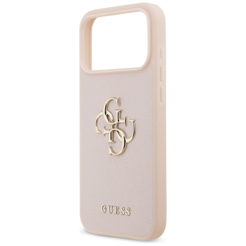 Hülle für Apple iPhone 17 Pro Max, Guess, 4G Grained Big and Classic Logo, Rosa