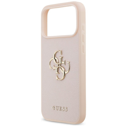 Hülle für Apple iPhone 17 Pro Max, Guess, 4G Grained Big and Classic Logo, Rosa
