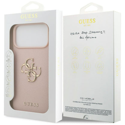 Hülle für Apple iPhone 17 Pro Max, Guess, 4G Grained Big and Classic Logo, Rosa