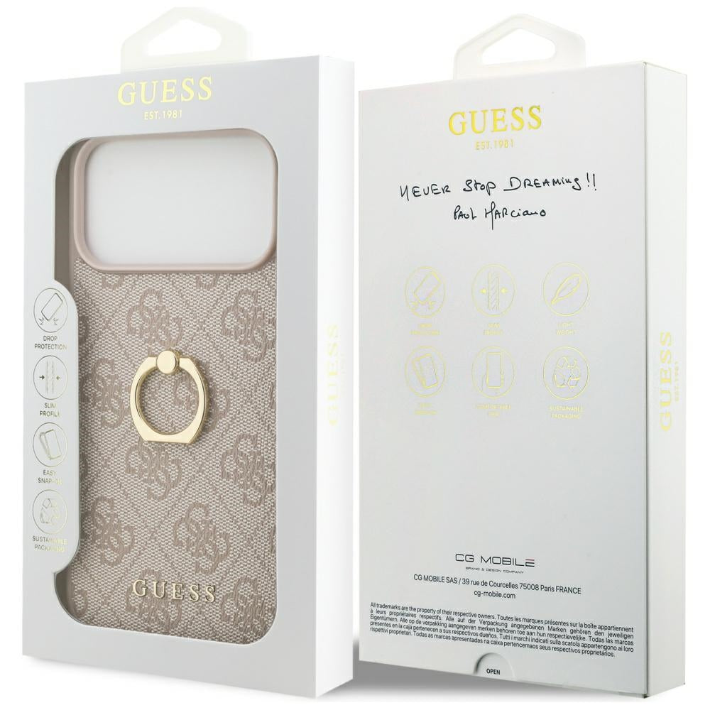 Hülle für Apple iPhone 17 Pro Max, Guess, 4G Ring Stand, Braun