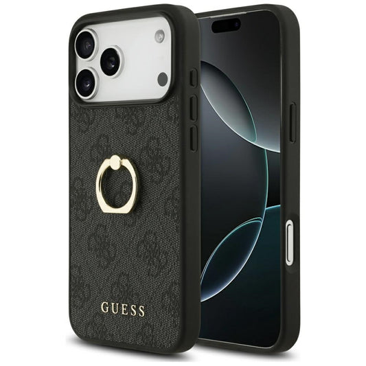 Hülle für Apple iPhone 17 Pro Max, Guess, 4G Ring Stand, Schwarz