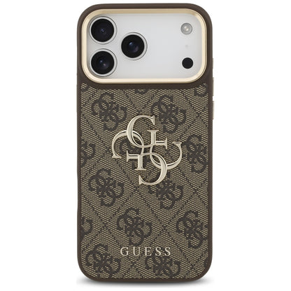 Hülle für Apple iPhone 17 Pro Max, Guess, Big 4G Classic Logo mit großem Riemen, Braun