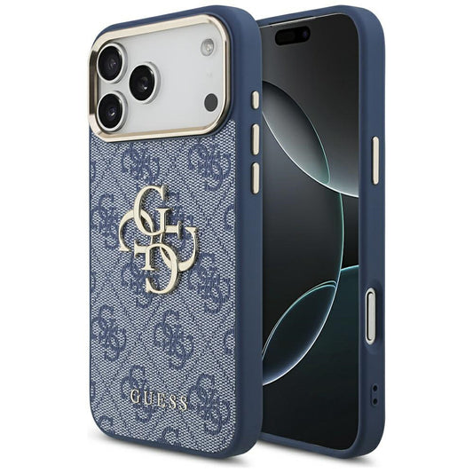 Hülle für Apple iPhone 17 Pro Max, Guess, Big 4G Logo Classic, Goldenes Blau