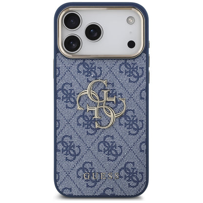 Hülle für Apple iPhone 17 Pro Max, Guess, Big 4G Logo Classic, Goldenes Blau