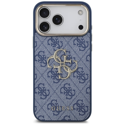 Hülle für Apple iPhone 17 Pro Max, Guess, Big 4G Logo Classic, Goldenes Blau