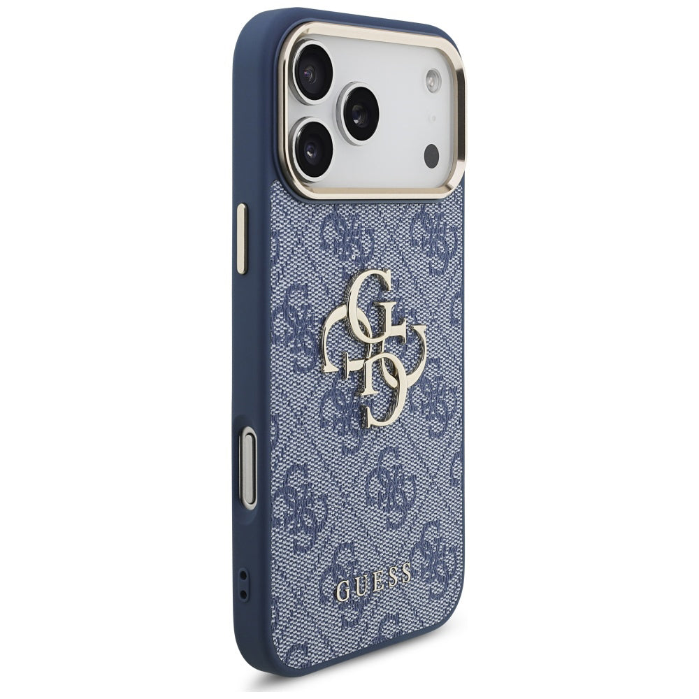 Hülle für Apple iPhone 17 Pro Max, Guess, Big 4G Logo Classic, Goldenes Blau