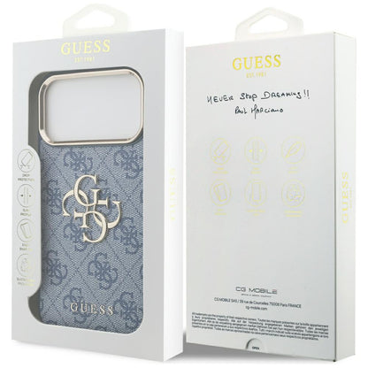 Hülle für Apple iPhone 17 Pro Max, Guess, Big 4G Logo Classic, Goldenes Blau
