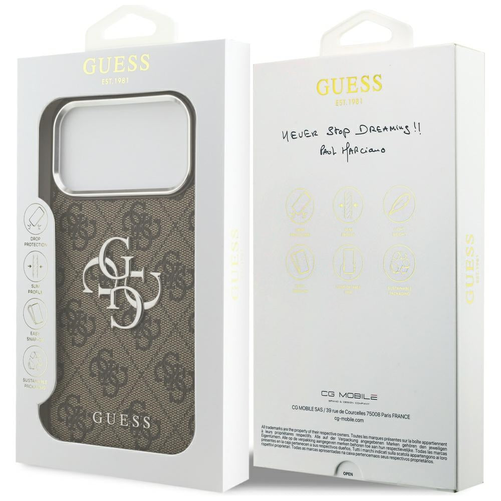 Case for Apple iPhone 17 Pro Max, Guess, Big 4G Logo Classic, Silver Brown