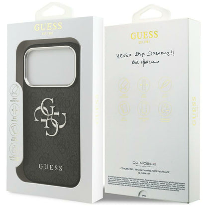 Hülle für Apple iPhone 17 Pro Max, Guess, Big 4G Logo Classic, Schwarz Silbern