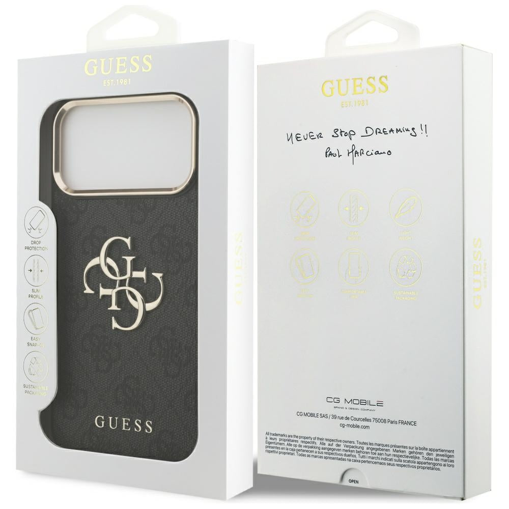 Hülle für Apple iPhone 17 Pro Max, Guess, Big 4G Logo Classic, Schwarz Gold