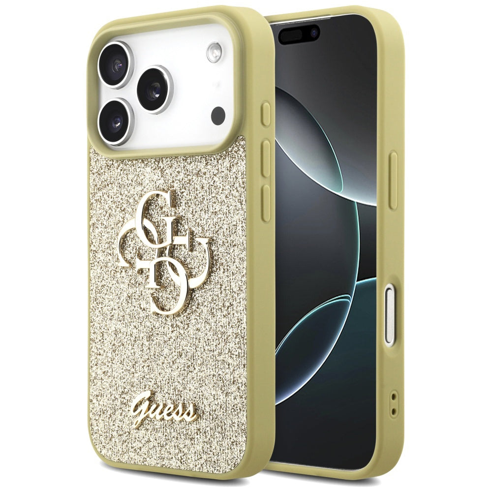 Hülle für Apple iPhone 17 Pro Max, Guess, Fixed Glitter Big 4G, Gold