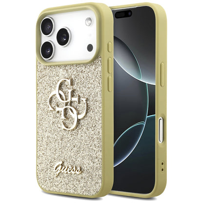 Hülle für Apple iPhone 17 Pro Max, Guess, Fixed Glitter Big 4G, Gold