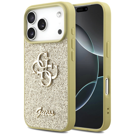 Hülle für Apple iPhone 17 Pro Max, Guess, Fixed Glitter Big 4G, Gold