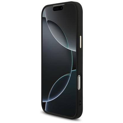 Hülle für Apple iPhone 17 Pro Max, Guess, Fixed Glitter Big 4G Metal Frame, Schwarz
