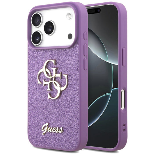Hülle für Apple iPhone 17 Pro Max, Guess, Fixed Glitter Big 4G, Lila