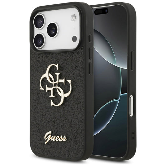 Hülle für Apple iPhone 17 Pro Max, Guess, Fixed Glitter Big 4G, Schwarz