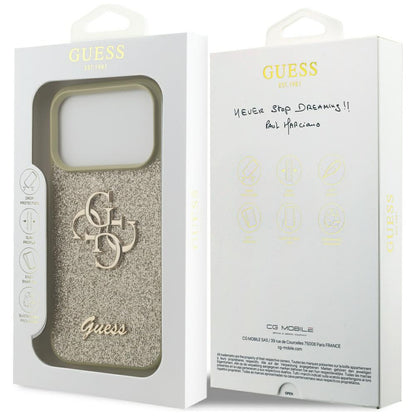 Case for Apple iPhone 17 Pro Max, Guess, Fixed Glitter Big 4G, Pink