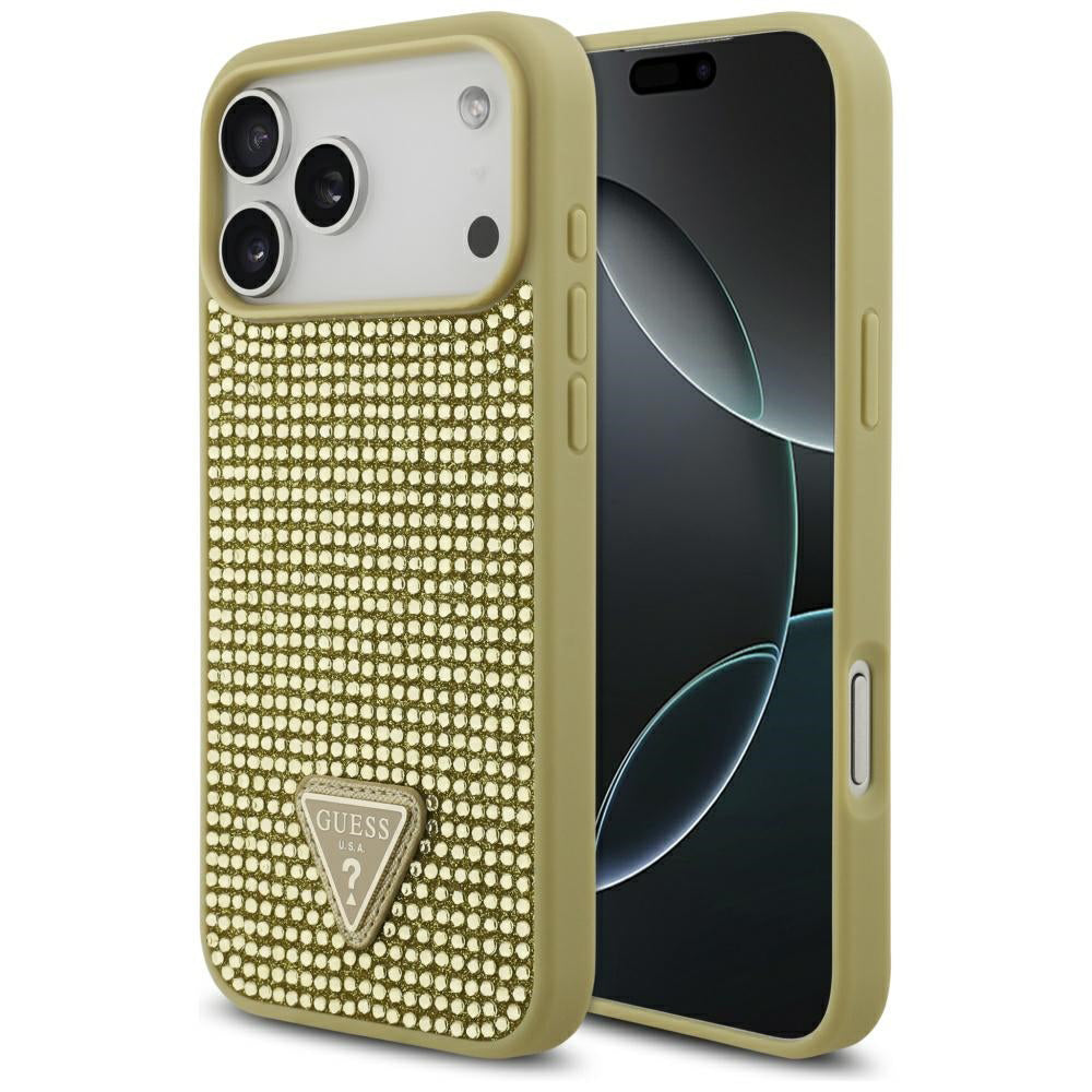 Hülle für Apple iPhone 17 Pro Max, Guess, Rhinestone Triangle Logo, Gold