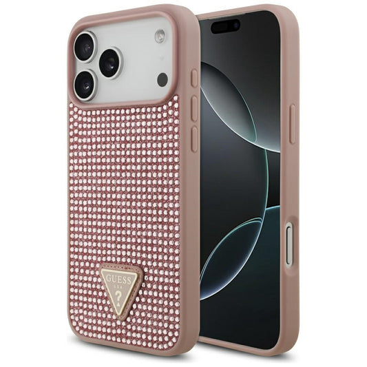 Hülle für Apple iPhone 17 Pro Max, Guess, Rhinestone Triangle Logo, Rosa