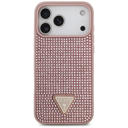 Hülle für Apple iPhone 17 Pro Max, Guess, Rhinestone Triangle Logo, Rosa