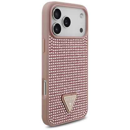 Hülle für Apple iPhone 17 Pro Max, Guess, Rhinestone Triangle Logo, Rosa