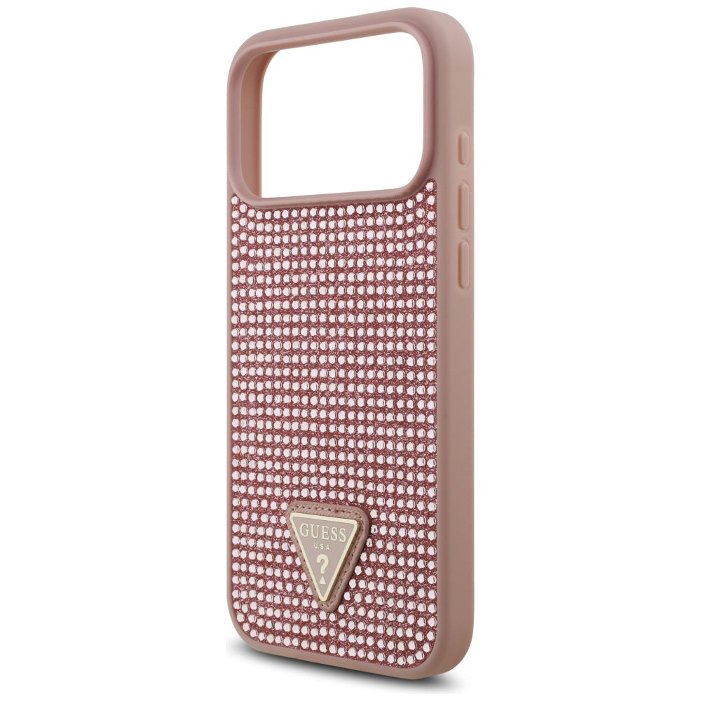Hülle für Apple iPhone 17 Pro Max, Guess, Rhinestone Triangle Logo, Rosa