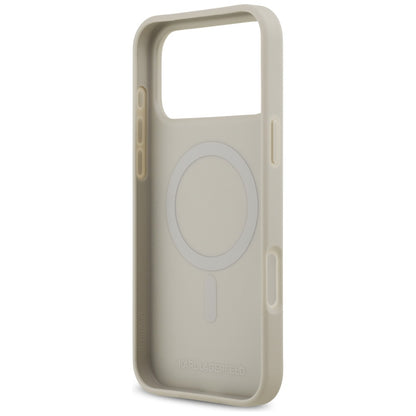Hülle für Apple iPhone 17 Pro Max, Karl Lagerfeld, Grained Pattern Logo, Grau