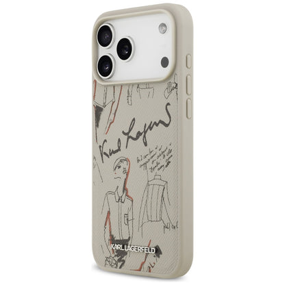 Hülle für Apple iPhone 17 Pro Max, Karl Lagerfeld, Grained Pattern Logo, Grau