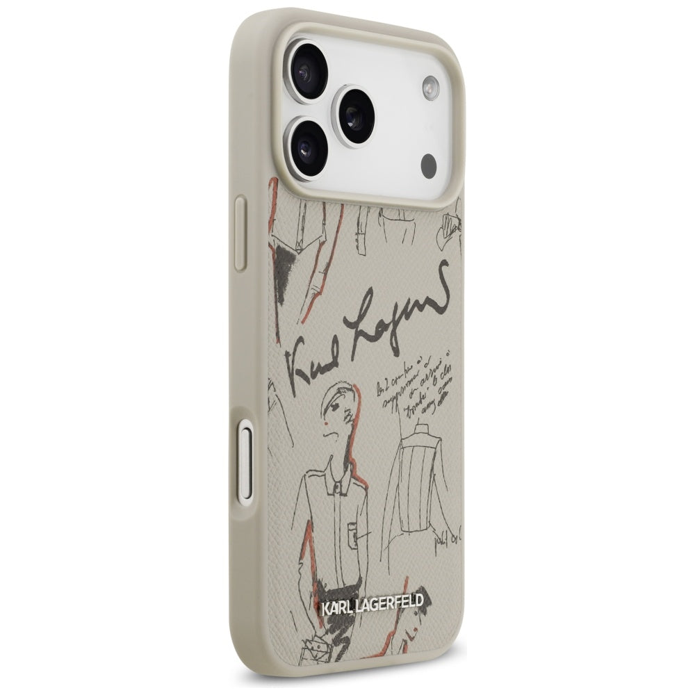 Hülle für Apple iPhone 17 Pro Max, Karl Lagerfeld, Grained Pattern Logo, Grau