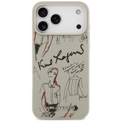 Hülle für Apple iPhone 17 Pro Max, Karl Lagerfeld, Grained Pattern Logo, Grau