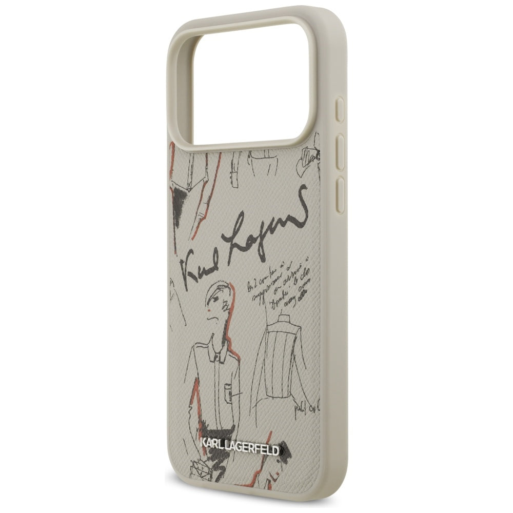 Hülle für Apple iPhone 17 Pro Max, Karl Lagerfeld, Grained Pattern Logo, Grau