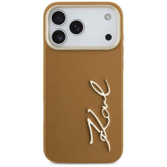 Hülle für Apple iPhone 17 Pro Max, Karl Lagerfeld, Script Logo, Braun